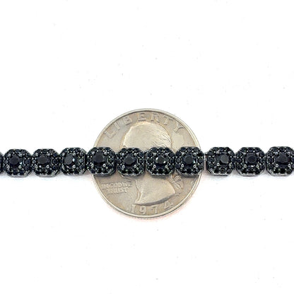 Sterling Silver Necklace | CZ Black Cluster Design, 20 inch