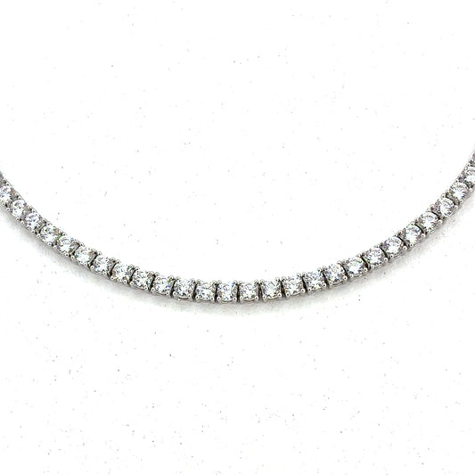 Sterling Silver Necklace | CZ Tennis Design, 16 INCH