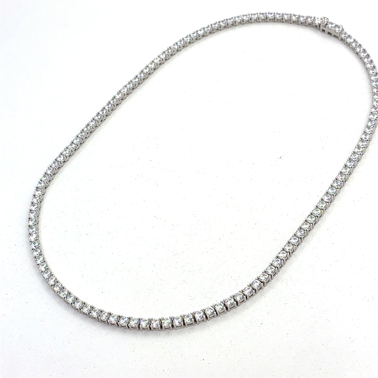 Sterling Silver Necklace | CZ Tennis Design, 16 INCH