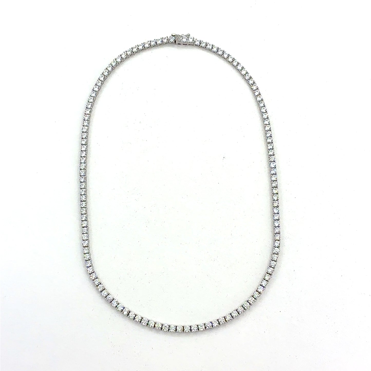 Sterling Silver Necklace | CZ Tennis Design, 16 INCH