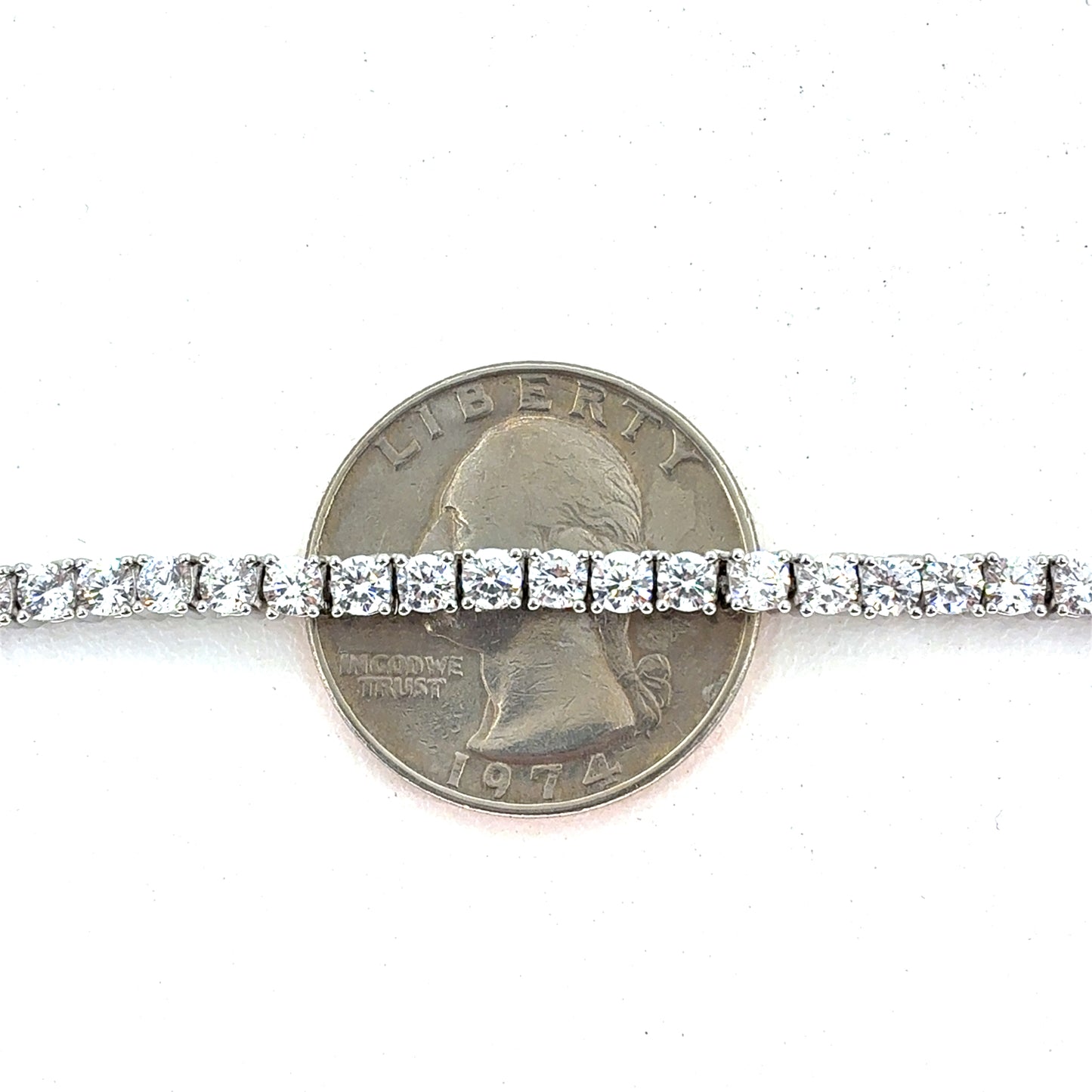 Sterling Silver Necklace | CZ Tennis Design, 16 INCH