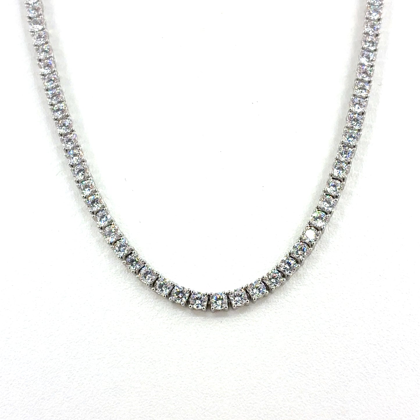 Sterling Silver Necklace | CZ Tennis Design, 16 INCH