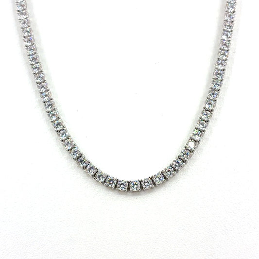 Sterling Silver Necklace | CZ Tennis Design, 16 INCH