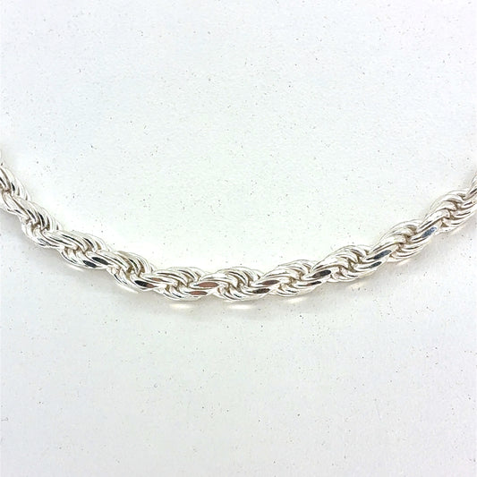 Sterling Silver Necklace | Rope Style, 18 inch