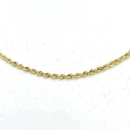 14K Yellow Gold Necklace | Solid Rope Design, 18 inch