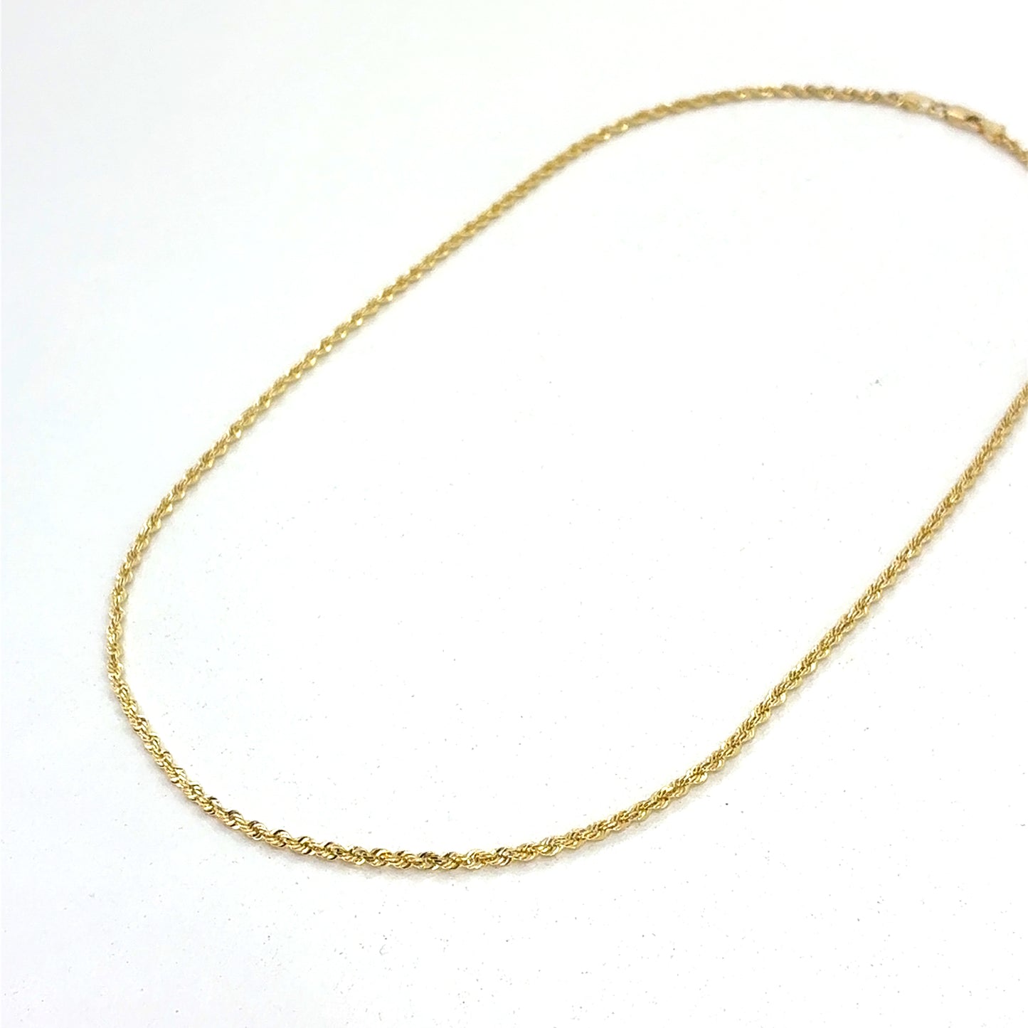 14K Yellow Gold Necklace | Solid Rope Design, 18 inch