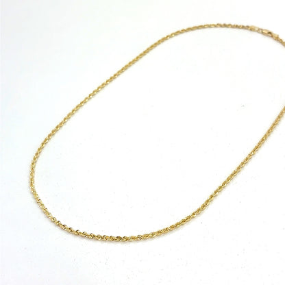 14K Yellow Gold Necklace | Solid Rope Design, 18 inch