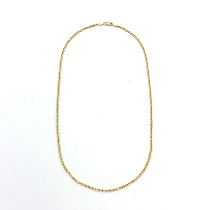 14K Yellow Gold Necklace | Solid Rope Design, 18 inch
