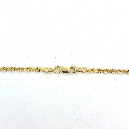 14K Yellow Gold Necklace | Solid Rope Design, 18 inch