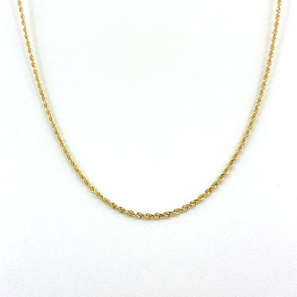 14K Yellow Gold Necklace | Solid Rope Design, 18 inch