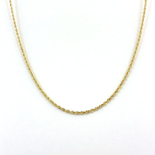 14K Yellow Gold Necklace | Solid Rope Design, 18 inch