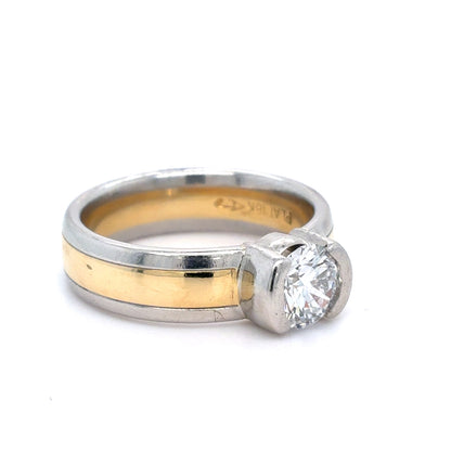 18K Yellow Gold and Platinum Diamond Solitaire Ring | 0.80 Carat E VVS2 – Size 6