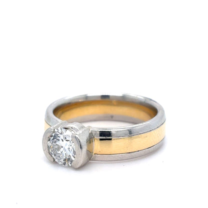 18K Yellow Gold and Platinum Diamond Solitaire Ring | 0.80 Carat E VVS2 – Size 6