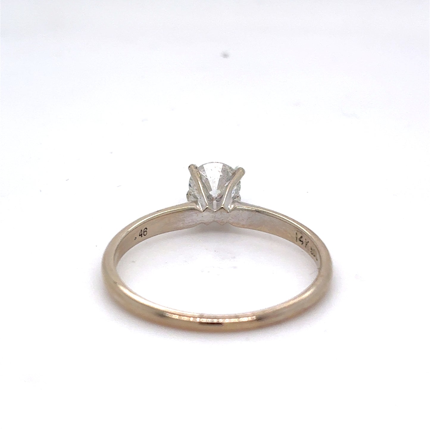 14K White Gold Diamond Ring | Women’s Solitaire Round Diamond 0.46 CTW, H I2, Size 6.75