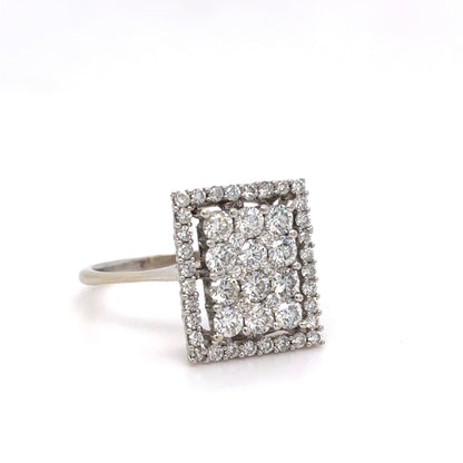 14K White Gold Diamond Cluster Ring | Rectangle Diamond Cluster 0.77 TCW G-H SI1-2, Size 7