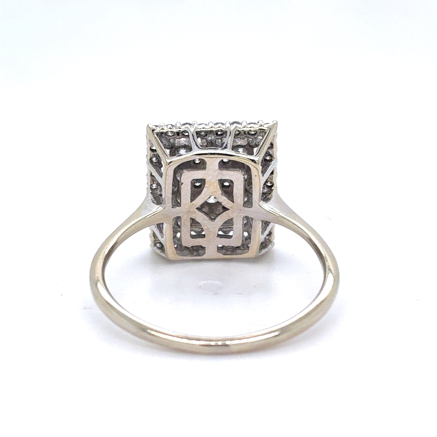 14K White Gold Diamond Cluster Ring | Rectangle Diamond Cluster 0.77 TCW G-H SI1-2, Size 7