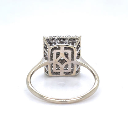 14K White Gold Diamond Cluster Ring | Rectangle Diamond Cluster 0.77 TCW G-H SI1-2, Size 7