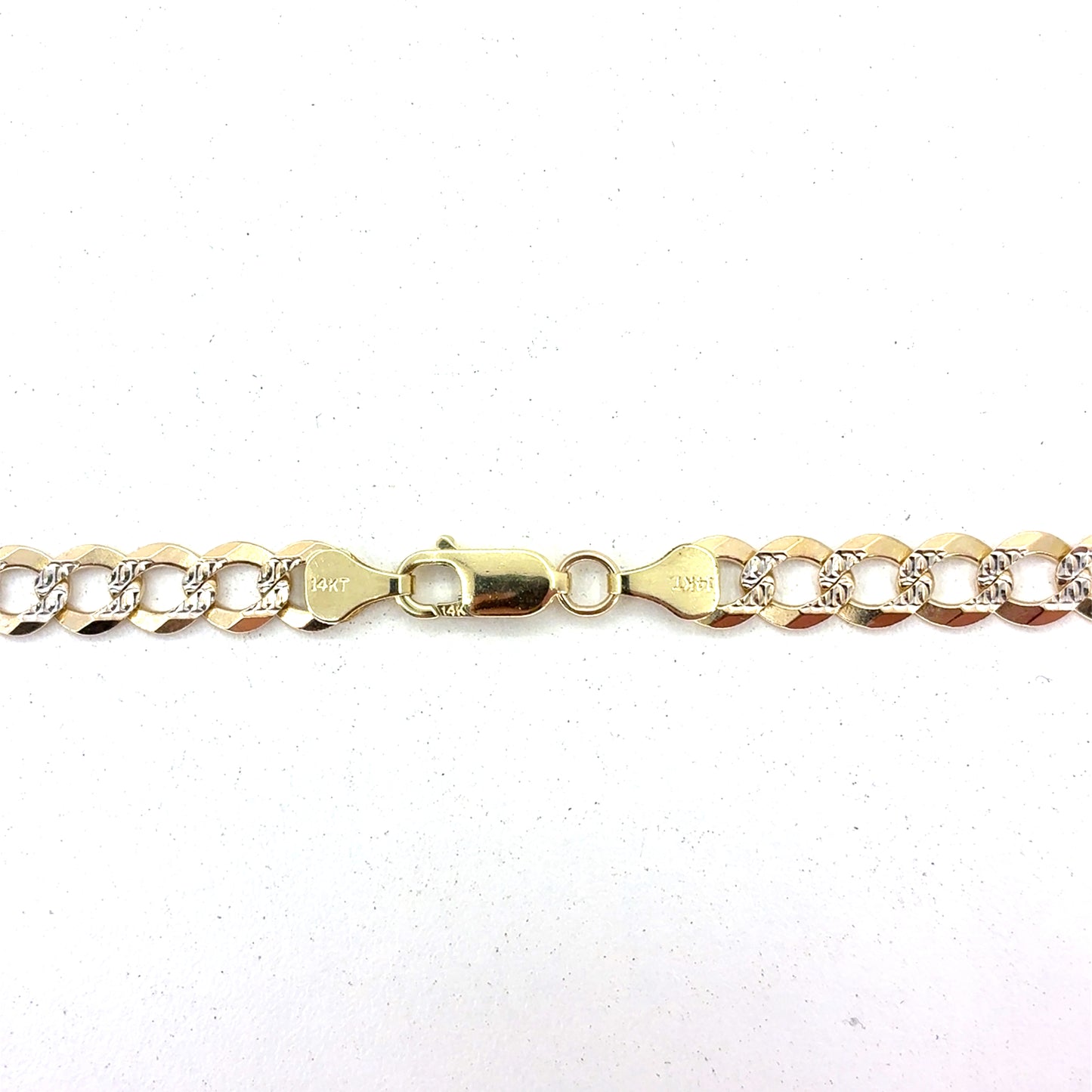 14k Two Tone Gold Solid Diamond Cut Cuban Necklace | 26 Inches, 7.1mm, 30.88 grams