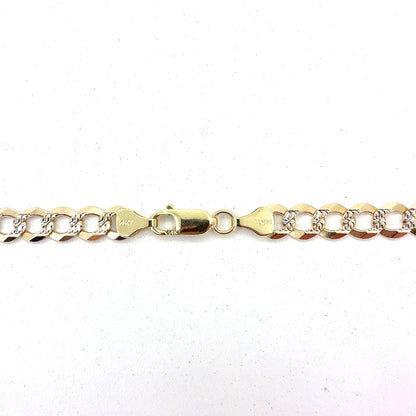 14k Two Tone Gold Solid Diamond Cut Cuban Necklace | 26 Inches, 7.1mm, 30.88 grams