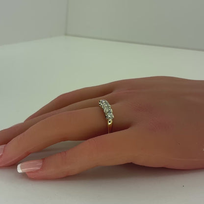14K Yellow Gold Natural Diamond Five-Stone Anniversary Band | Round 0.73 TCW, H SI2, Size 9