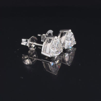 14K White Gold Trillion Cut Lab Diamond Stud Earrings | 1.82 TCW, E VVS