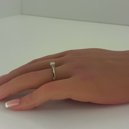 14K White Gold Diamond Ring | Women’s Solitaire Round Diamond 0.46 CTW, H I2, Size 6.75