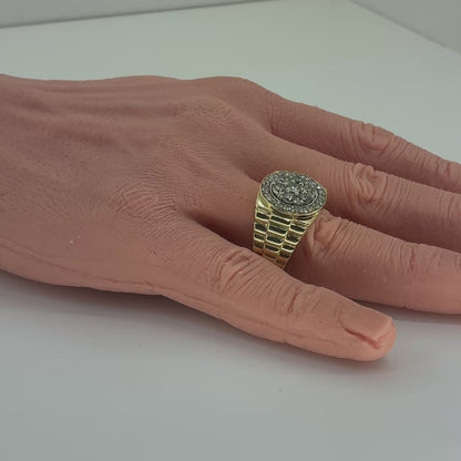 10K Yellow Gold Natural Diamond Rolex Cluster Ring | Round 2.04 TCW, G-H SI2-I1, Size 12.5