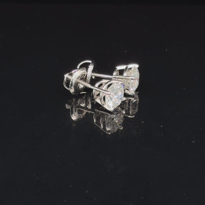 14K White Gold IGI Certified Lab Grown Diamond Four-Prong Solitaire Studs Earrings - 1.5 ctw
