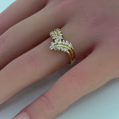 14K Yellow Gold Diamond Ring | Diamond V Shape Design 0.52 CTW H SI, Size 7.75
