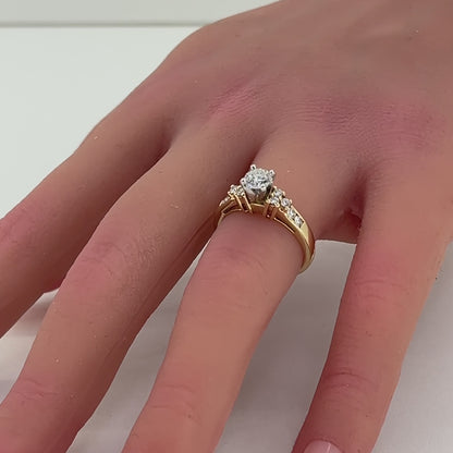 14K Two Tone Gold Diamond Ring | Round Diamond  0.78 CTW, H SI 1Size 6