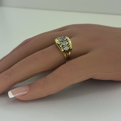 14K Two Tone Gold Natural Diamond Graduated Marquise Ring |0.99 TCW, F-G VS, Size 7