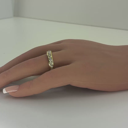 14K Yellow Gold Natural Diamond Channel Set Band Ring | Round 1.10 TCW, G-H I1, Size 7.5