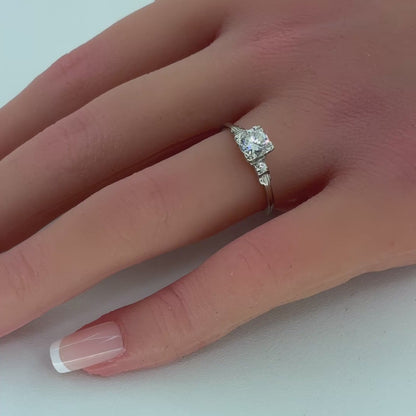 Platinum Diamond Ring | Round center Diamond .73 CT E VVS2, Size 7.5