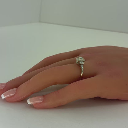14K White Gold Natural Diamond Princess Cut Halo Engagement Ring | Princess & Round 0.68 TCW, G-H VS2-SI1, Size 7