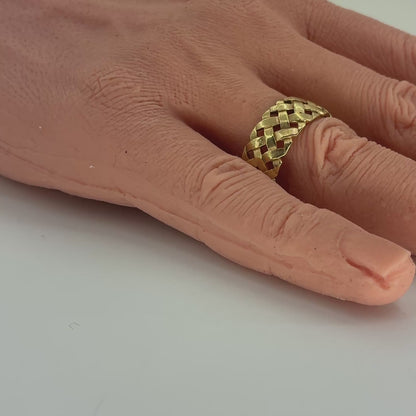 14k Yellow Gold Wide Weave Style Ring|  9.5MM Size 12
