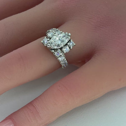 18K White Gold Ring | Diamond Marquise Design 2.00 TCW – Size 6