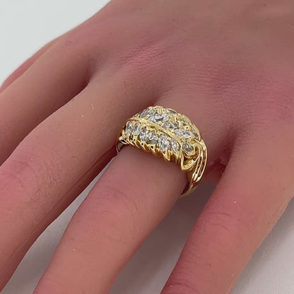 14K Yellow Gold Ring | Natural Diamond Cluster with 15 Marquise Diamonds 2.25 CTW, Size 7