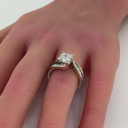 14K White Gold Natural Diamond cushion cut Engagement Ring | 2.08 CT Cushion Cut F color I1 clarity, with 10 round diamonds 2.7TCW, Size 7