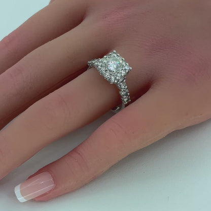 14K White Gold Diamond Halo Ring | Natural .85CT GIA L VS1 center stone, 2.66TCW Size 10