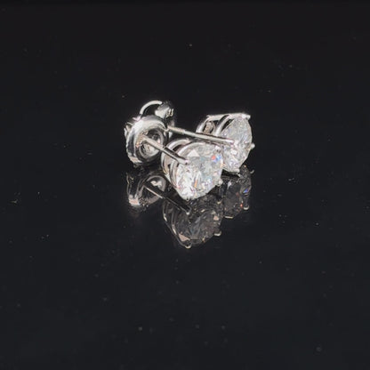 2 Carat Lab Diamond Stud Earrings in 14K White Gold – IGI Certified, Four-Prong Solitaire
