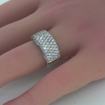 14K White Gold Ring | Wide Diamond Band Design 2.00 CTW, Size 6.5