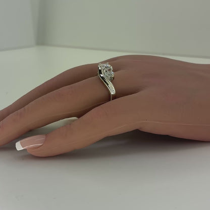 14K White Gold Natural Diamond Three-Stone Ring | Round 1.36 TCW, G-H SI1-SI2, Size 7