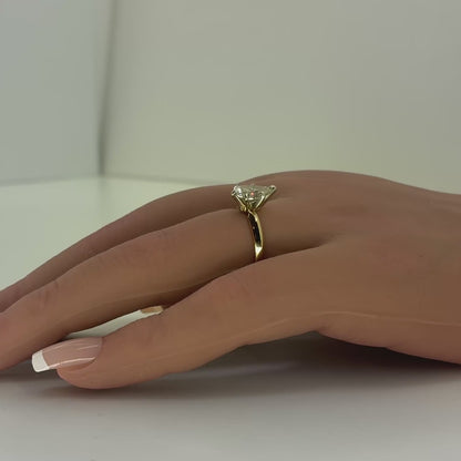14K Two Tone Gold Natural Diamond Solitaire Ring | Pear 1.72 CTW, O-P SI1, Size 5.5