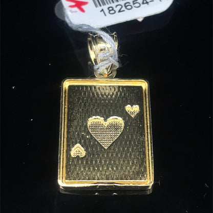10k Yellow Gold Queen Of Hearts Card Pendant 2.40g 2