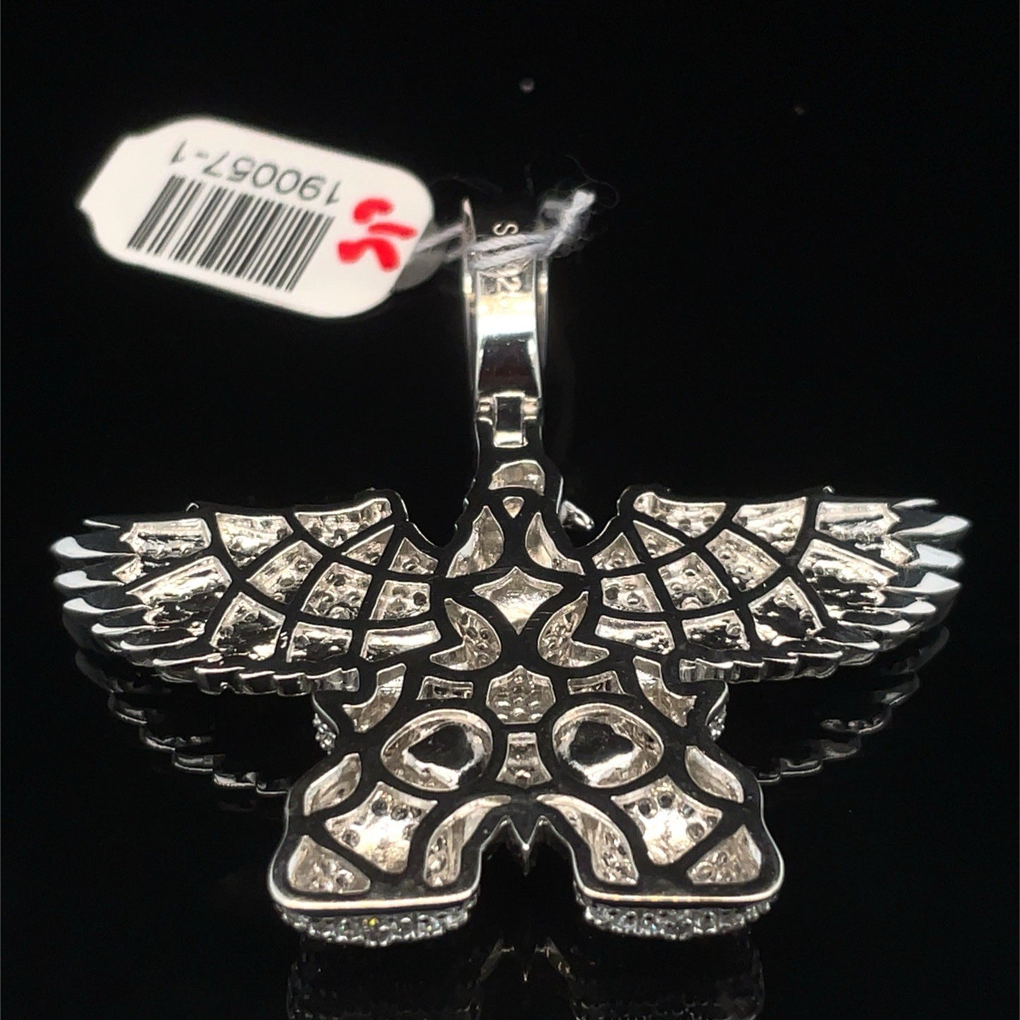 925 Sterling Silver Men’s CZ Bald Eagle With Bags Pendant 15.50g2