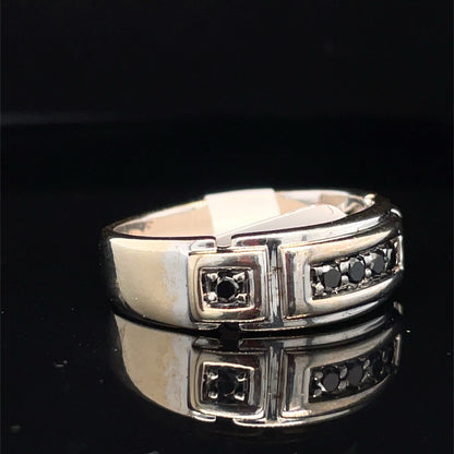 10k White Gold With Black CZ Ring 5.00g Size 9.51