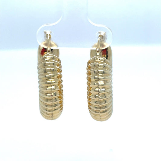 14k Yellow Gold Ribbed Hoop Earrings 5.00g 7.8x270