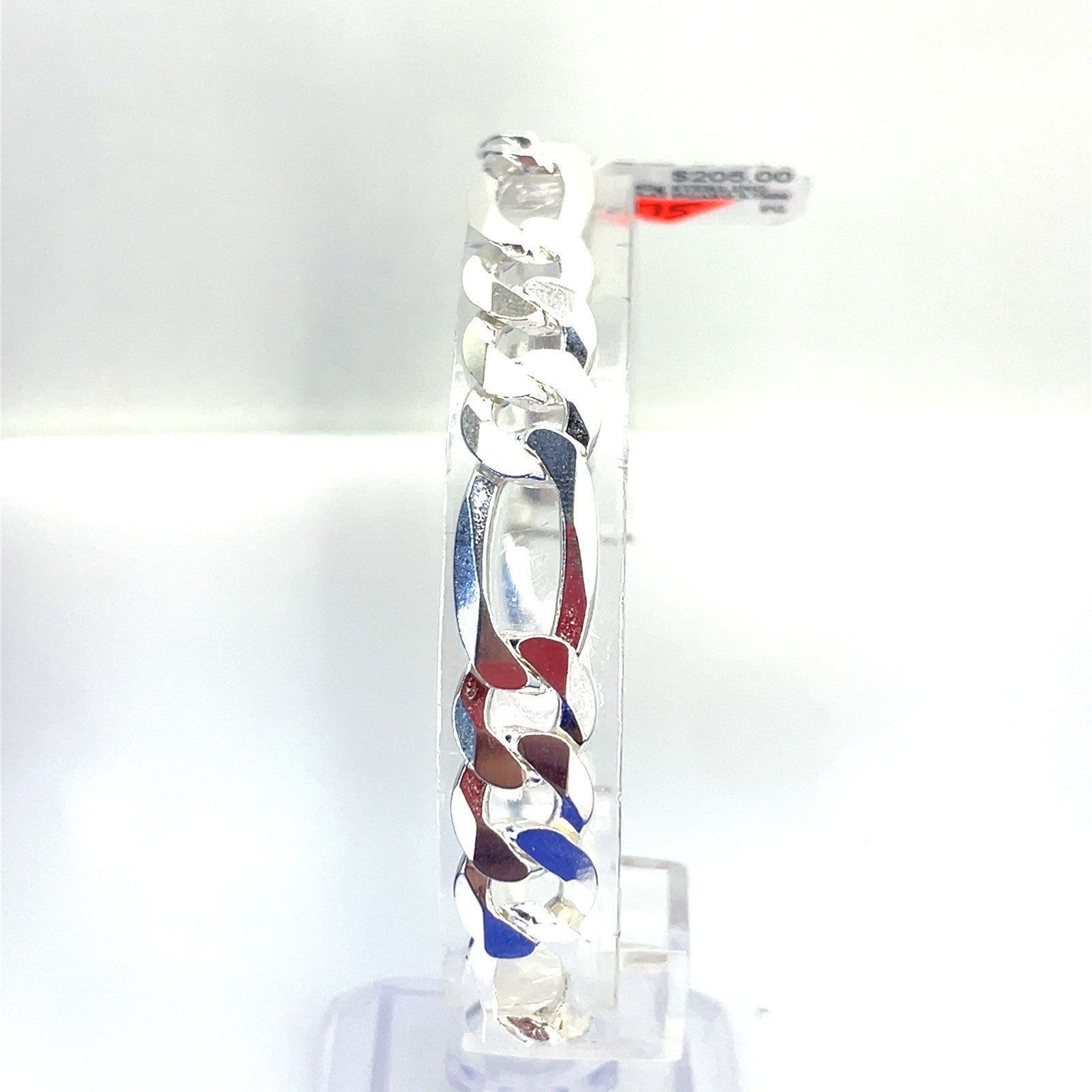 925 Sterling Silver 8” Flat Figaro Men’s Bracelet 18.40g 9.7mm0