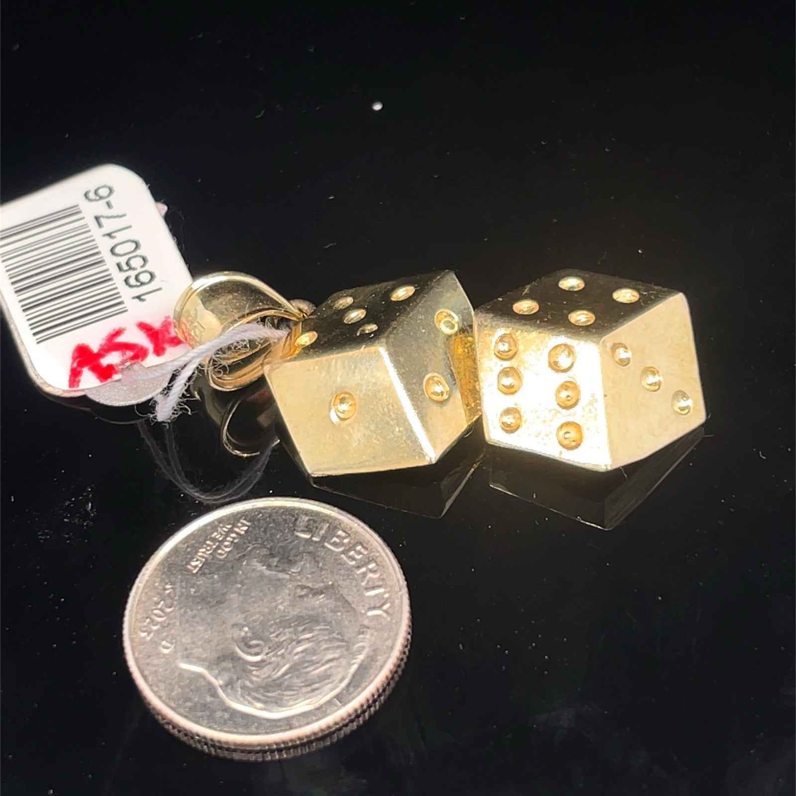 10k Yellow Gold 2 Dice Pendant 4.16g1