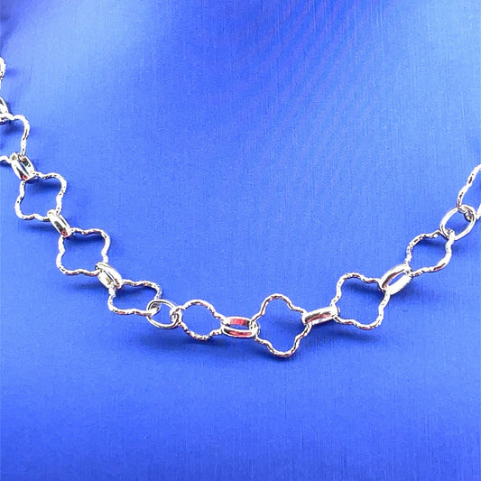 925 Sterling Silver 16” Quatrafoil Style Open Necklace 11.90g0